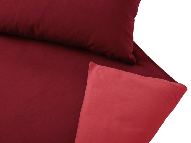 Edel-Biber-Wendebettwäsche in neuen warmen Winterfarben Burgund + Rhabarber